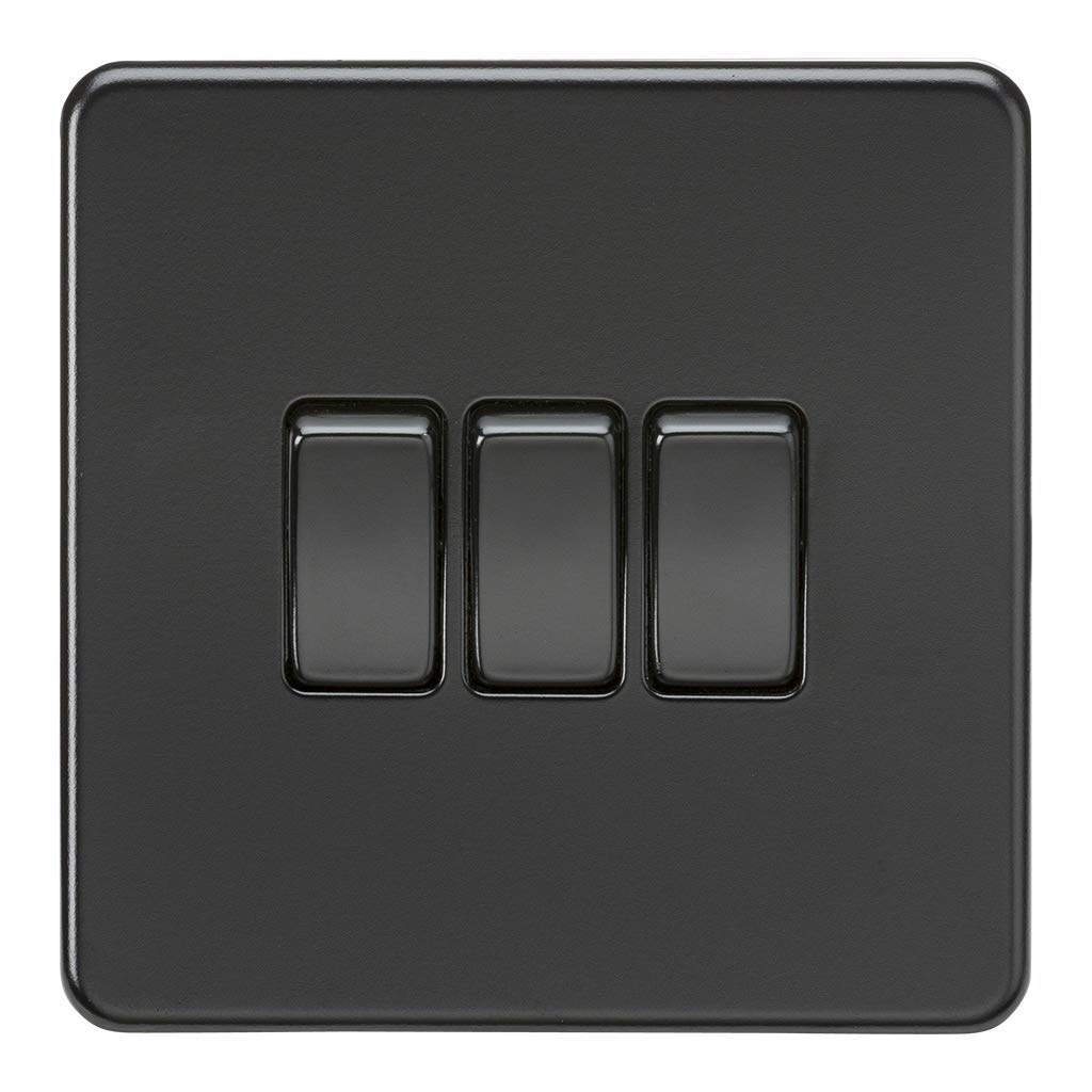 Knightsbridge SF4000MBB Screwless 3G 2-Way Switch Rockers, 230 V, Matt Black