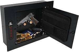 XDeer Hidden In Wall Safes Between Studs with Removable Pegboard,0.405 cuft Hidden Security Floor Safe with Key Lock for Handgun, Jewelry, Passport