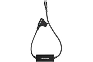 KONDOR BLUE 16-Inch D-Tap to USB-C Power Delivery Cable for R5C, Raven Black