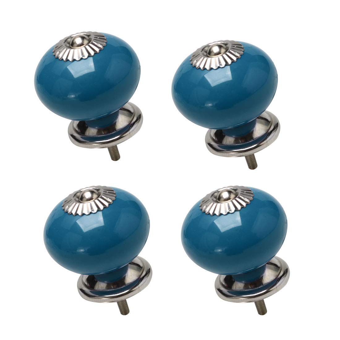 sourcing map 4pcs Ceramic Knobs Vintage Knob Drawer Round Pull Handle Furniture Drawer Cabinet Cupboard Wardrobe Dresser Decorative Blue