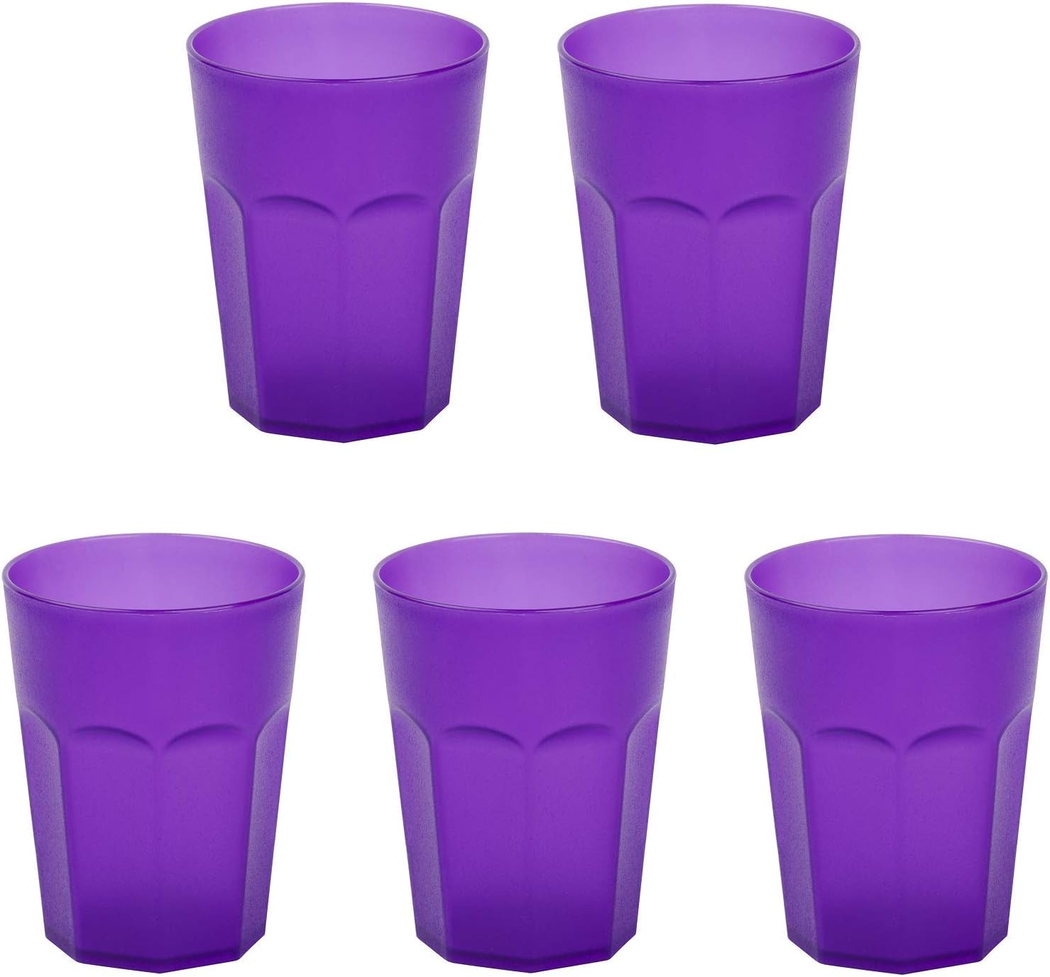 ENGELLAND 5-Pack Plastic Drinking Cups, Purple, 0.4L, BPA-Free, Reusable, Party Cups, Frost,purple, diameter 9 x 11,5 cm