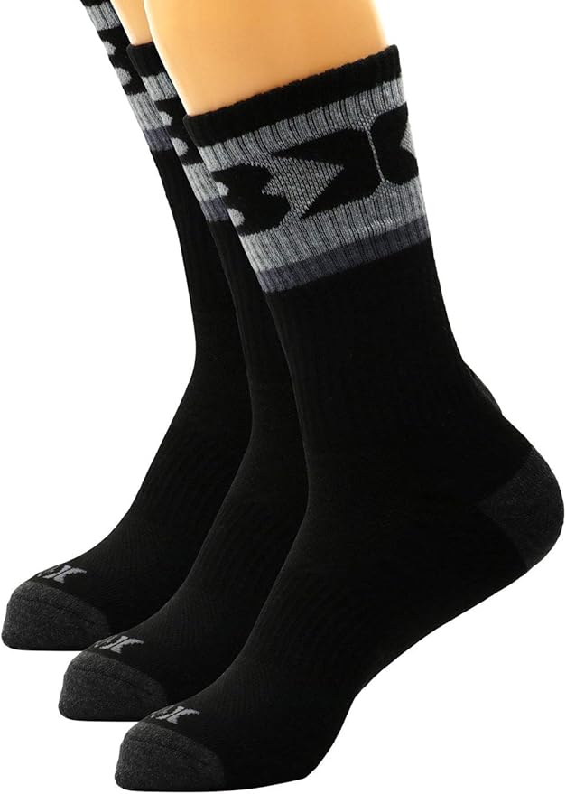 RBX Active Men's Athletic XDri Quick Dry 6Pack Crew Socks Black/Grey
