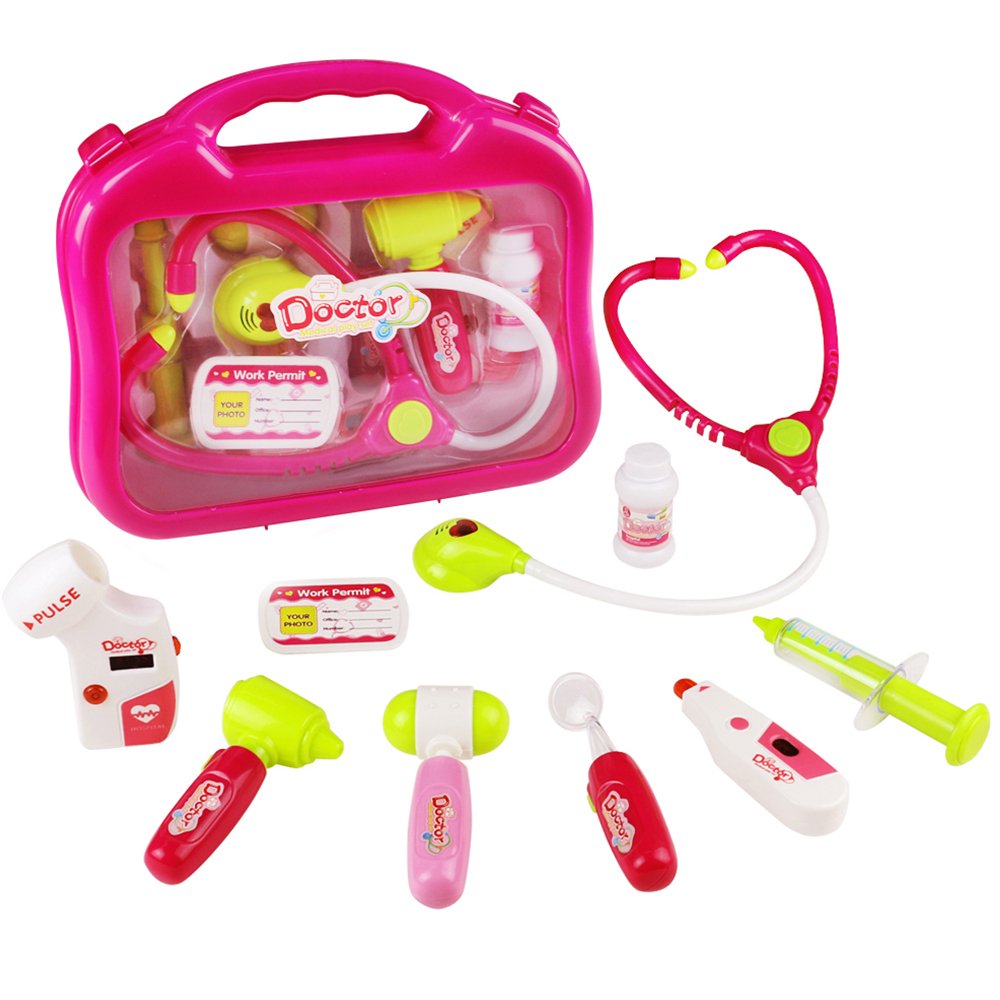 jerryvon Doctor Kit Girls Toys Medical Case Pretend Role Game Doctor Nurse Playset Gift for Kids Girls Over 3 Years Old, Pink