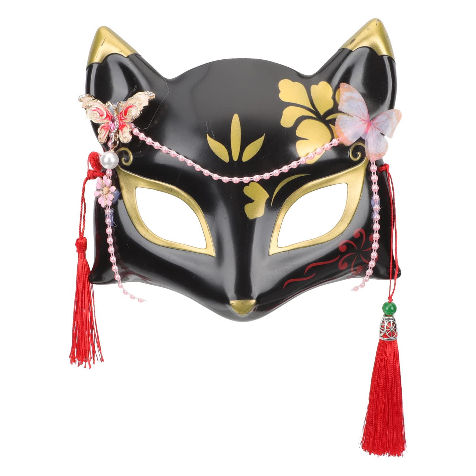 TENDYCOCO Fox- Japanese Kabuki Kitsune Masks Halloween Cosplay Costume Half Face Animal Masquerade for Men Women