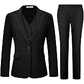 Kelyaa Women's 3 Piece Suit Lady Business Casual Office One Button Slim Fit Blazer Jacket Vest Pants Set