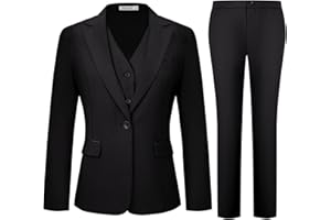 Kelyaa Women's 3 Piece Suit Lady Business Casual Office One Button Slim Fit Blazer Jacket Vest Pants Set