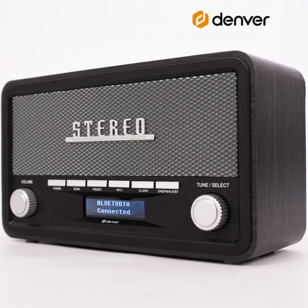 Denver Retro DAB-18 Digitalradio | DAB Plus Radio mit Bluetooth & FM | 2x20W Stereo-Lautsprecher | Kleines Radio mit Netzstecker | Küchenradio DAB mit gutem Klang | LCD-Display & Weckfunktion 6