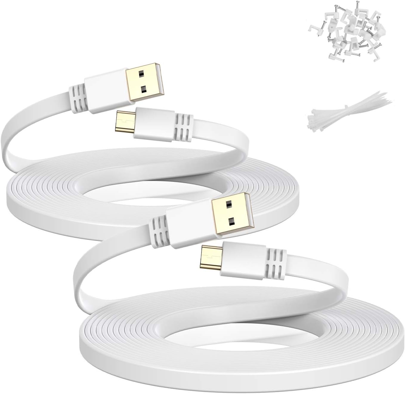 Micro USB Power Cable 30 FT (2 Pack),9M Flat Micro USB Charging Power