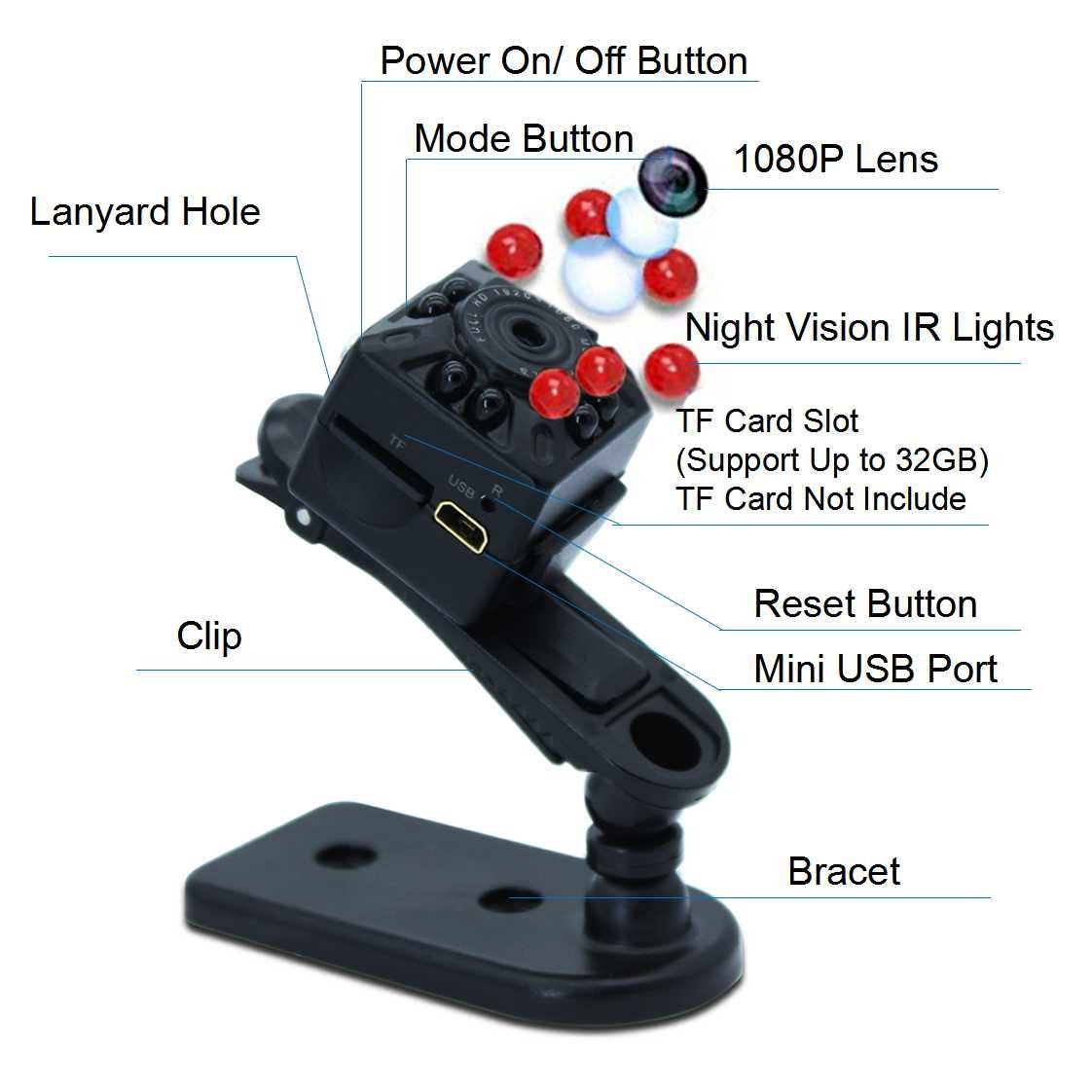 Montibello Com Mini Spy Camera Portable Hidden Camera 1080p Portable Pocket Nanny Camera Perfect Security Camera For Home And Office Use No Wifi Function Home Security Surveillance Tools Home Improvement