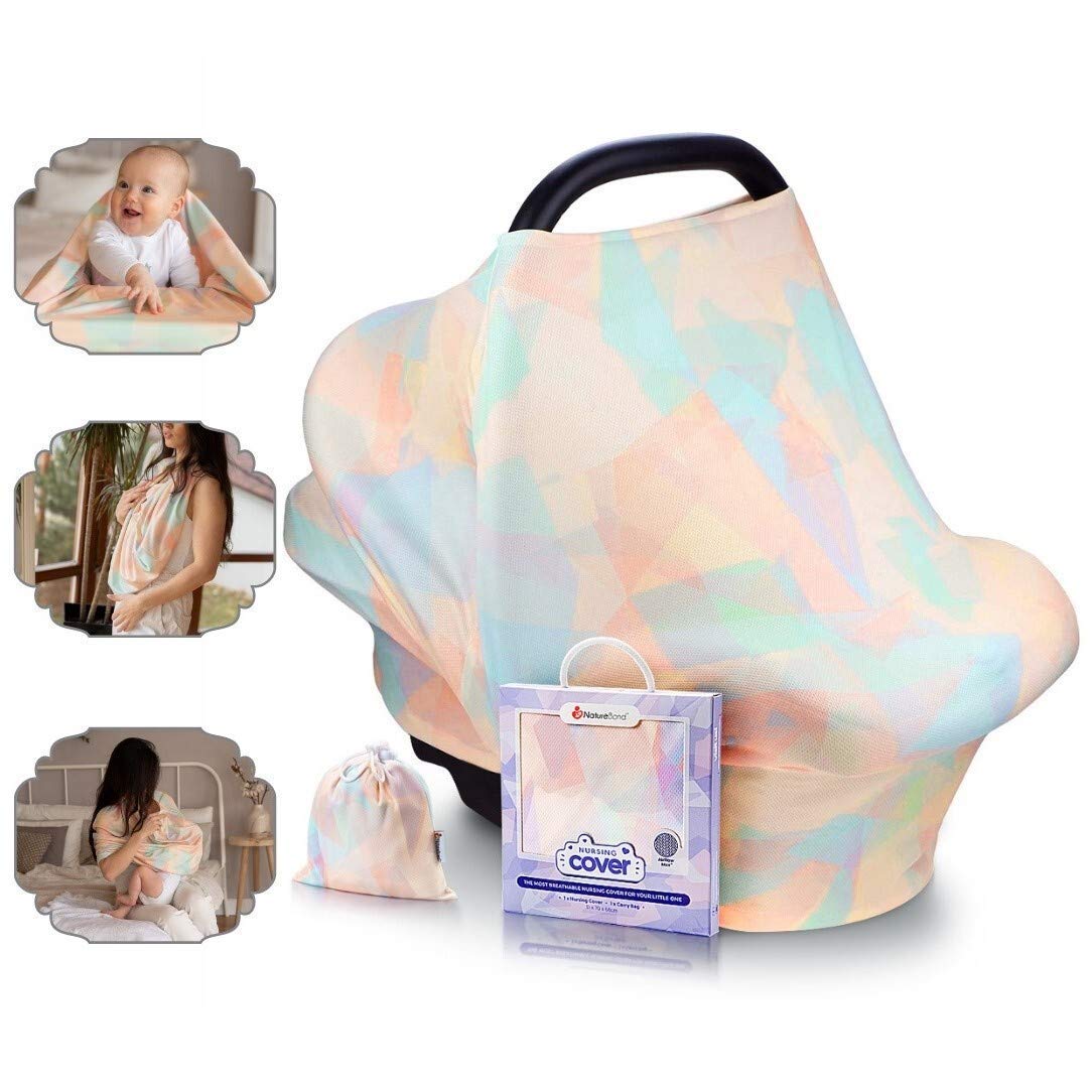 NatureBond Nursing Cover | Breathable and Safest Breastfeeding Cover | Airflow Max Material, Multi Use for Baby Car Seat Covers Canopy Shopping Cart Cover Scarf Light Blanket Stroller