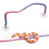 CYUXING Pink Snake Enrichment Climbing Rope, Ball Python Tank Climbing Accessories with Strong Suction Cups, Flexible Wire Core, Snake Enclosure Accessories for Ball Python, Corn, Lizard