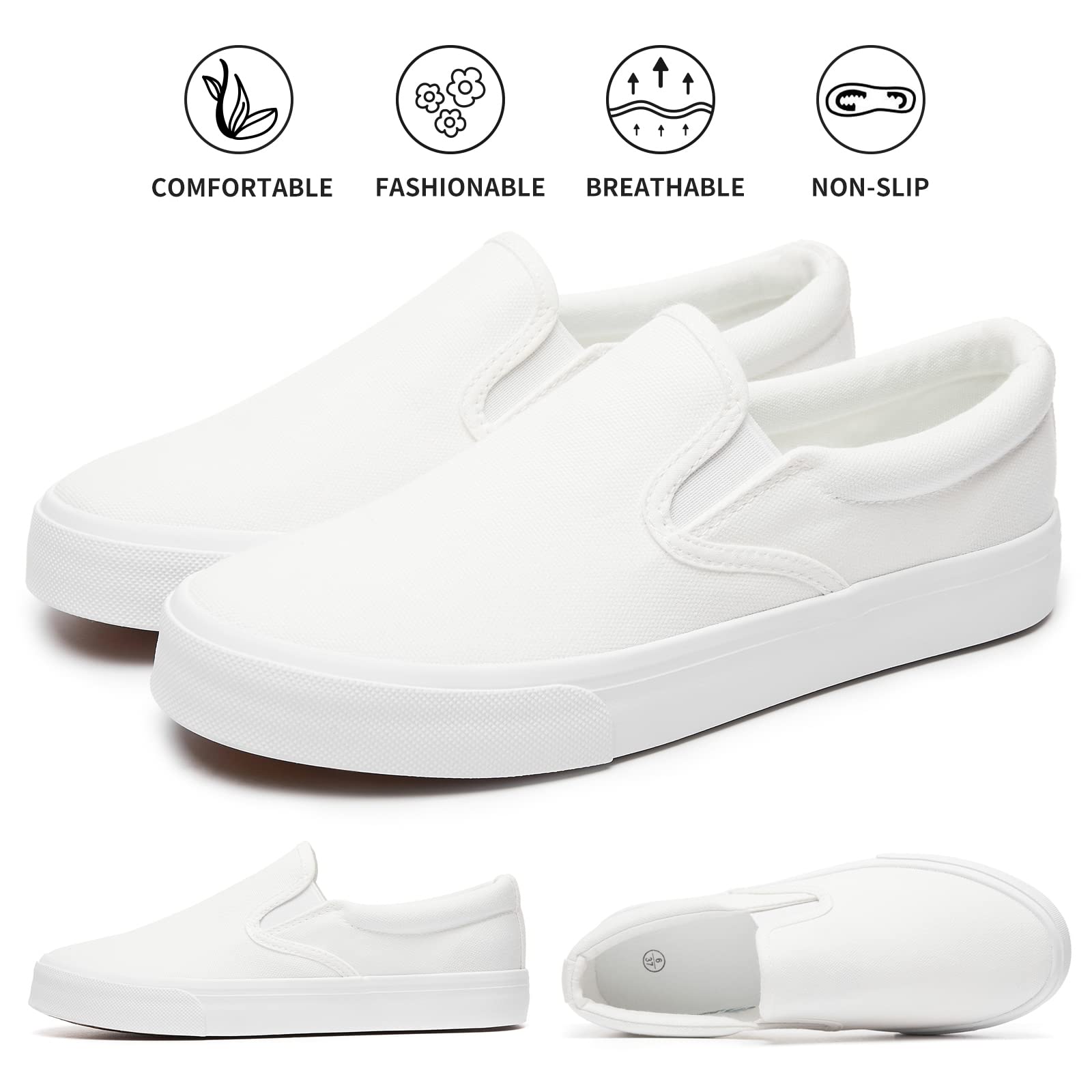 Women's Slip on Shoes Canvas Sneakers Loafers Non Slip Shoes Low Top Casual Shoes