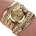Hunputa New Hot Bohemian Womens Rose Casual Bracelet Wrist Watch En Cuir Montre-Bracelet (Gold)