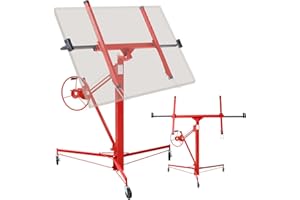 SPOWAY Drywall Lift 11FT, Sheetrock Lift 150LBS Heavy Duty Drywall Lift Panel with 360° Adjustable Telescopic Arm & 3 Lockable Wheels, Drywall Lifter for Home Improvement, Red