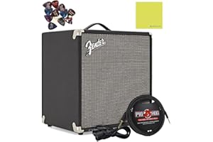 Fender Rumble 40 Bass Amplifier Bundle w/Pig Hog PCH10BK Black Woven Instrument Cable, Power Cable, 12x Fender Picks and Liquid Audio Polishing Cloth