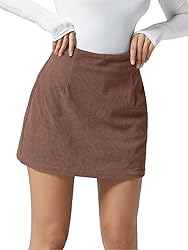 Wenrine Womens Mini Skirt High Waisted Basic Casual