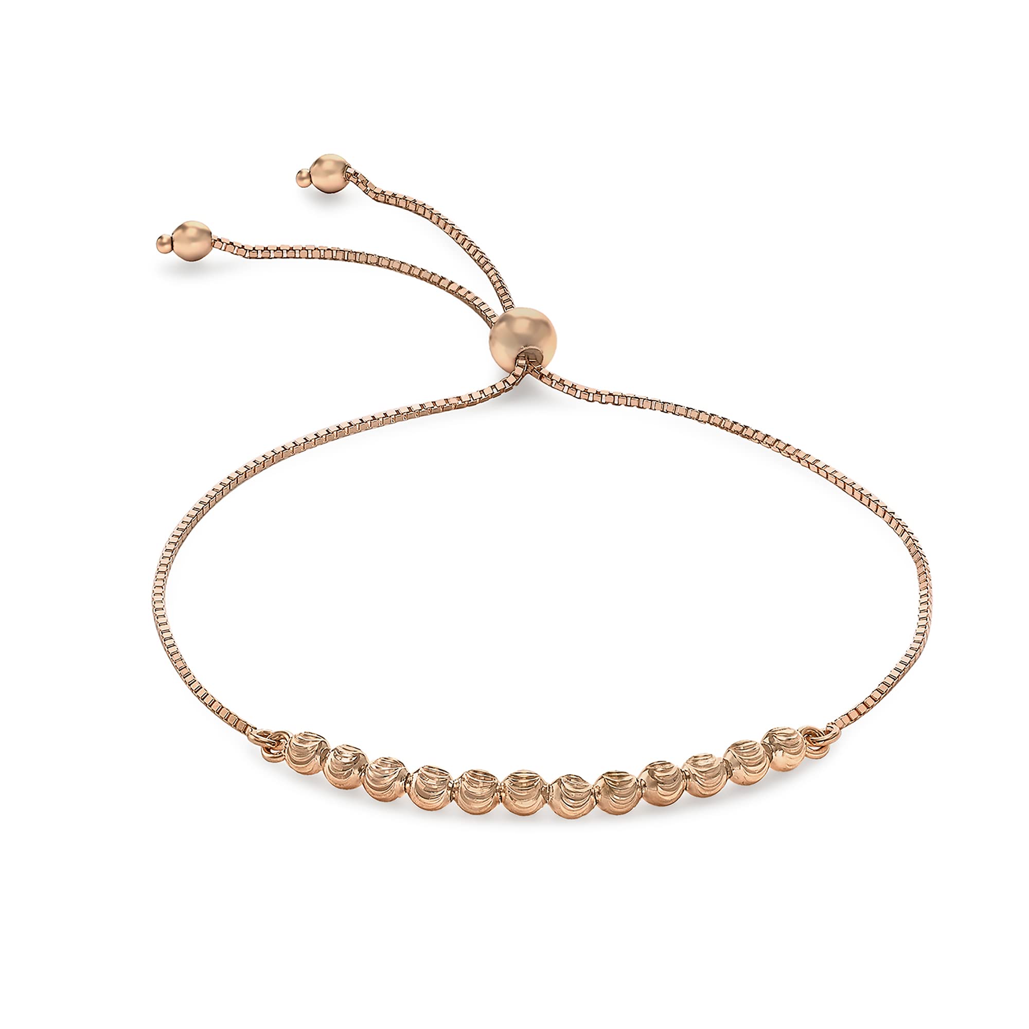 CARISSIMA Women's 9 ct Rose Gold Ball and Chain Adjustable Bracelet of Maximum Length 23 cm/9 Inch — image 1