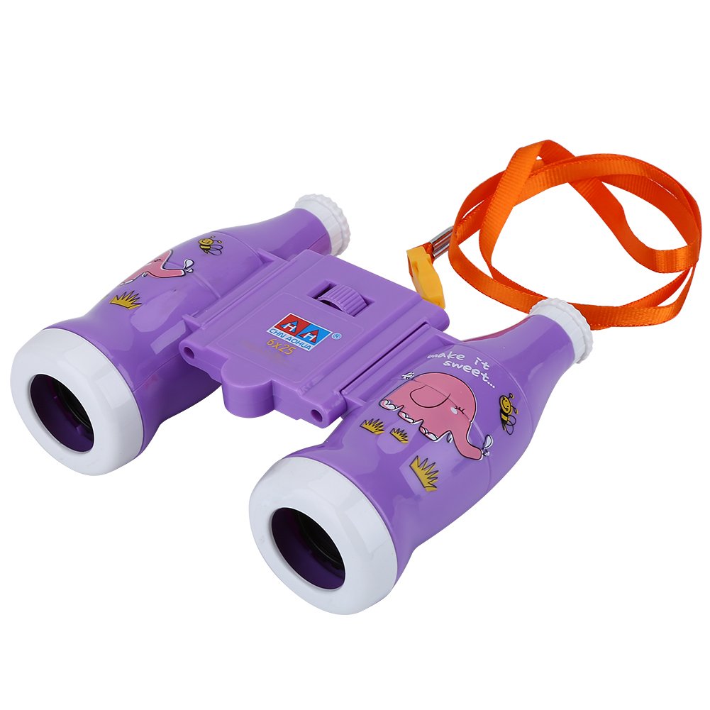 VGEBY1 Binoculars for Children, 6X Magnification Mini Kids Binoculars Toys with Lanyard for Children Learning Gift(Purple)