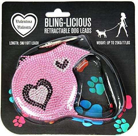 Valentina Valentti Crystallized retractable dog leads, extending leash, 5m, heart design