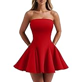 DAAWENXI Women's Sexy Summer Strapless Mini Dress Homecoming Off Shoulder Sleeveless Party Club Short Dresses