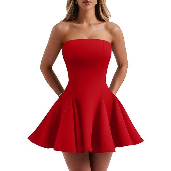 strapless open back dress (S/M) Custom Reworked 60s/70s Red/White Polka Dot Mini Dress main image 0