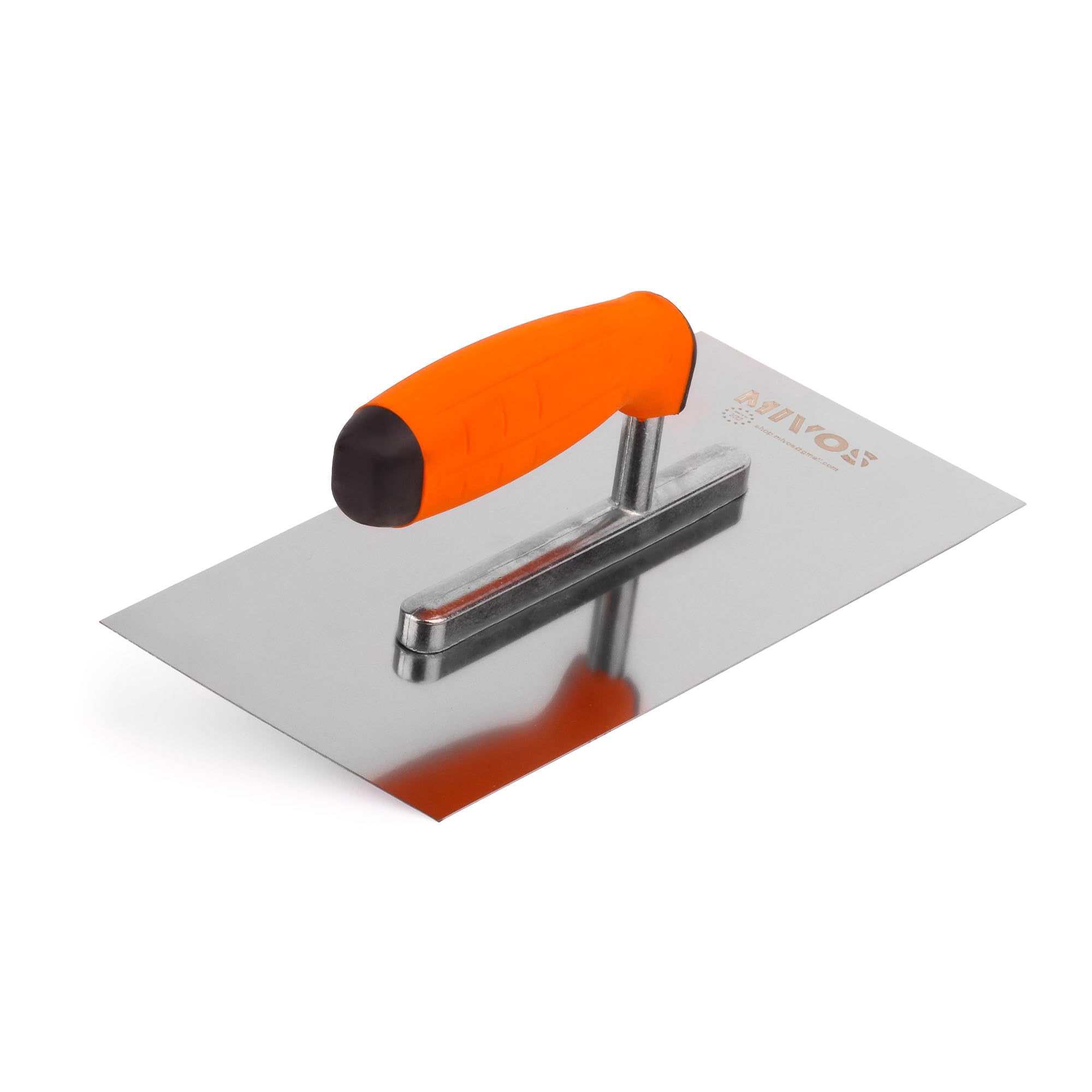 Mivos Stainless Steel Smoothing Trowel 270 x 130 mm - Rustproof Eaves with 2 Components Soft Grip - Cleaning Trowel with Blade Thickness 0.7 mm - Smoothing Board - Smoothing Disc Made in EU