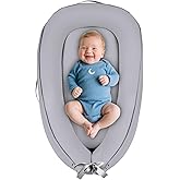 Baby Lounger, Baby Lounger Pillow for Newborn 0-24 Months, Premium Soft & Breathable Infant Lounger, Pure Cotton Baby Nest for Boys & Girls, Portable Newborn Lounger for Travel and Home.