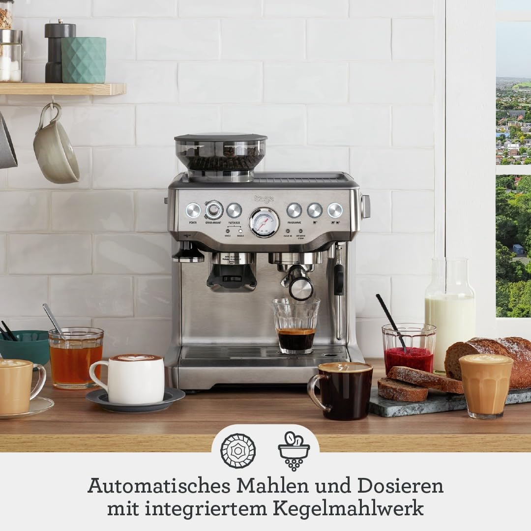 Sage - The Barista Express - Kaffeemaschine mit manuellem Milchaufschumer & Mahlwerk - Automatisches Mahlen, individueller Milchschaum - Schwarzer Sesam, Milchknnchen 2