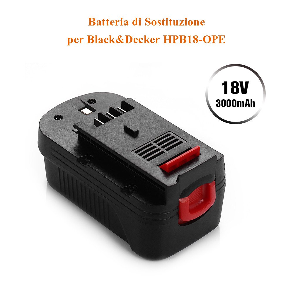 Powerextra Batteria per Black Decker 18V, Black and Decker [Ni-MH 3000mAh ] 244760-00 A1718 A18 A18E A18NH FIRESTORM A18 FSB18 HPB18 PS18K2 PS182KB NST2018 NST1810 NS118 NPT3118 NPP2018 NHT518 - Nero