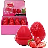 24 Pieces Lip Balm Strawberry Lovely Shaped Women Girl Lip Balm Lasting Moisturizing Lip