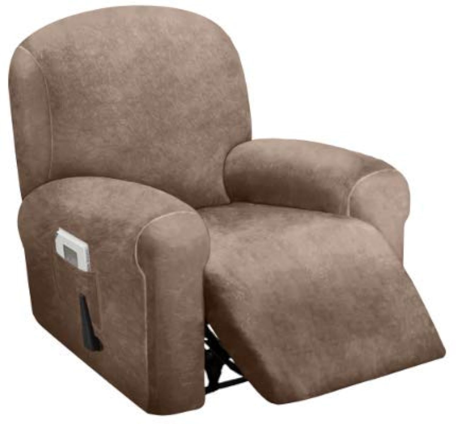 Photo 1 of ULTICOR 4-Piece, 1 Seat Recliner Cover, Velvet Stretch Reclining Chair Covers for 1 Cushion Reclining Sofa, Single Seat Recliner Couch Cover, Thick, Very Soft, Machine Washable (Sand)