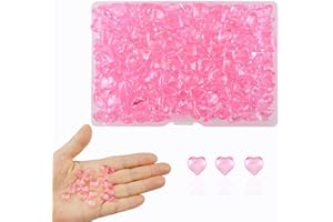 SaktopDeco 300 PCS Pink Miniature Hearts Tiny Plastic Heart Mini Pink Heart Bulk for Vase Filler Valentines Festival Tabletop