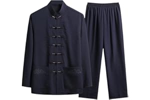 Men Chinese Traditional Set Autumn Kung Fu Shirt Top +Pants Tai Chi Breathable Uniforms Sets