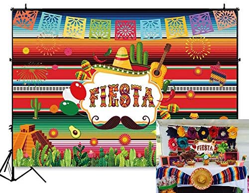 Funnytree 8x6ft Durable Fabric Mexican Fiesta Backdrop Cinco De