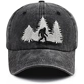 GzacDeope Bigfoot Hats for Men Women, Funny Adjustable Cotton Embroidered Sasquatch Baseball Cap