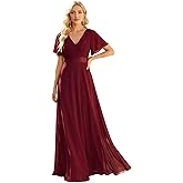Ever-Pretty Women's Summer Short Sleeve Chiffon Empire Waist Floor Length Formal Bridesmaid Dress Mother of Bride Dresses