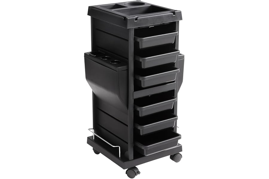 VEVOR Ultimate Trolley Cart, Salon Trolley with 6 Detachable Trays & Appliance Holder, Durable Salon Rolling Cart with Locking Casters for SPA & Beauty & Tattoo & Hairdressing