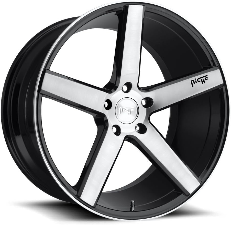 19" Inch Niche Milan Black/Brushed Face Wheels Rims Only | Set of 4 | Includes Free Wheel Club LA T-Shirt | Fits Audi Mercedes BMW Infiniti Dodge Cadillac Chevy Ford Lexus Nissan Hyundai