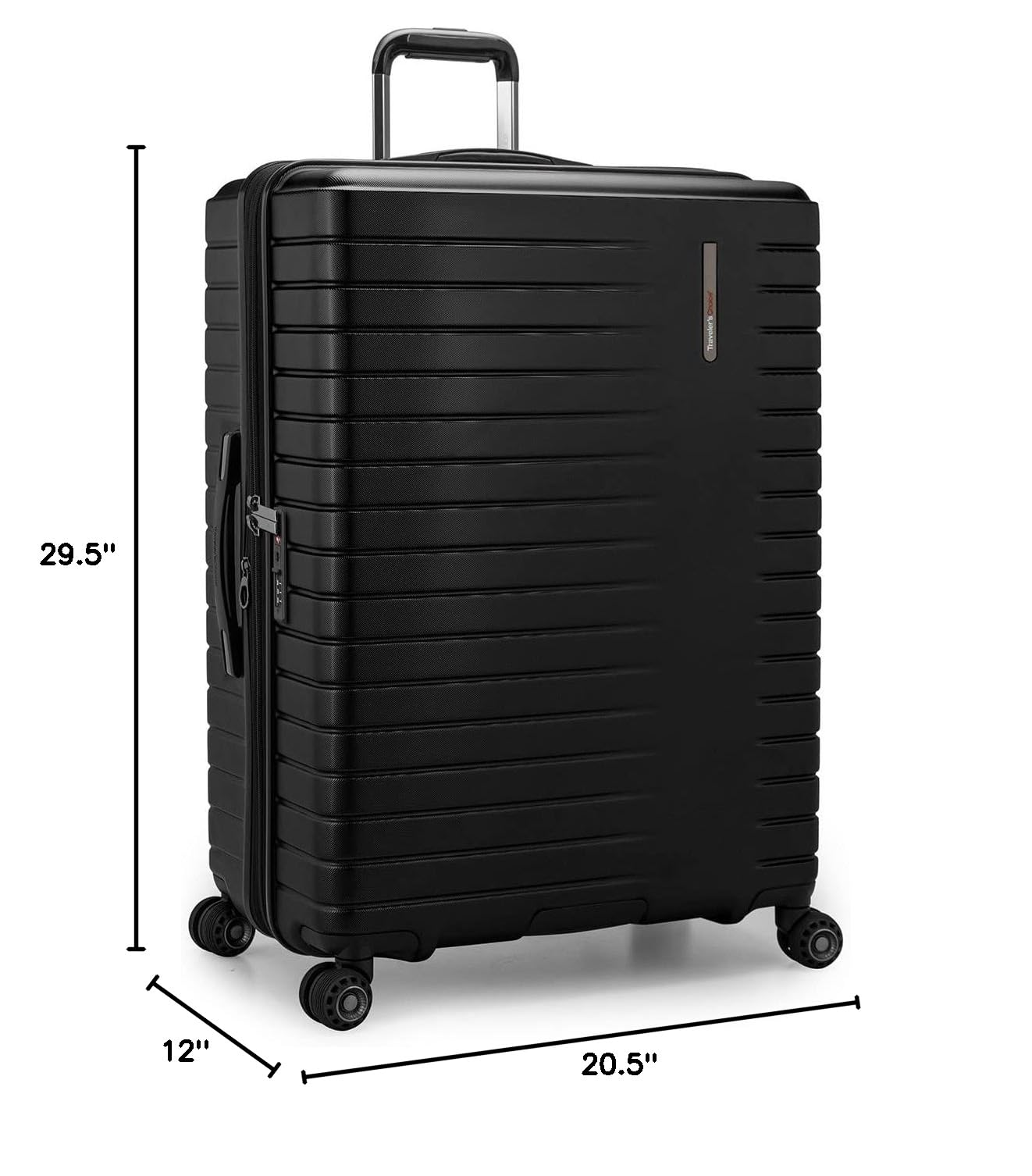 Traveler's Choice Archer Polycarbonate Hardside Spinner Luggage Set, Tie Down Straps, Black, Checked 29-Inch