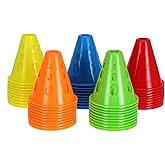 Jucoan 50 Pack 3 Inch Mini Sports Cones, Bright Colored Plastic Soccer Cones Agility Sports Training Cones for Kids Football Basketball Drills Field Markers Roller Skating Indoor Outdoor Games