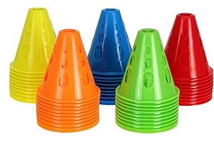 Jucoan 50 Pack 3 Inch Mini Sports Cones, Bright Colored Plastic Soccer Cones Agility Sports Training Cones, Football Basketba