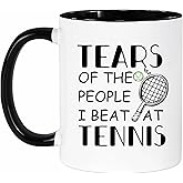 Lxenrra Tennis Gifts for Men Women, Funny Tennis Gifts Mug Cup for Players or Coaches, 11 Oz Two Tone Coffee Mug (White & Black)