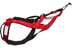 tioyeah High-Performance Dog Sled Harness for Weight Pulling Bikejoring Skijoring Canicross and Scootering Activities (Red, L
