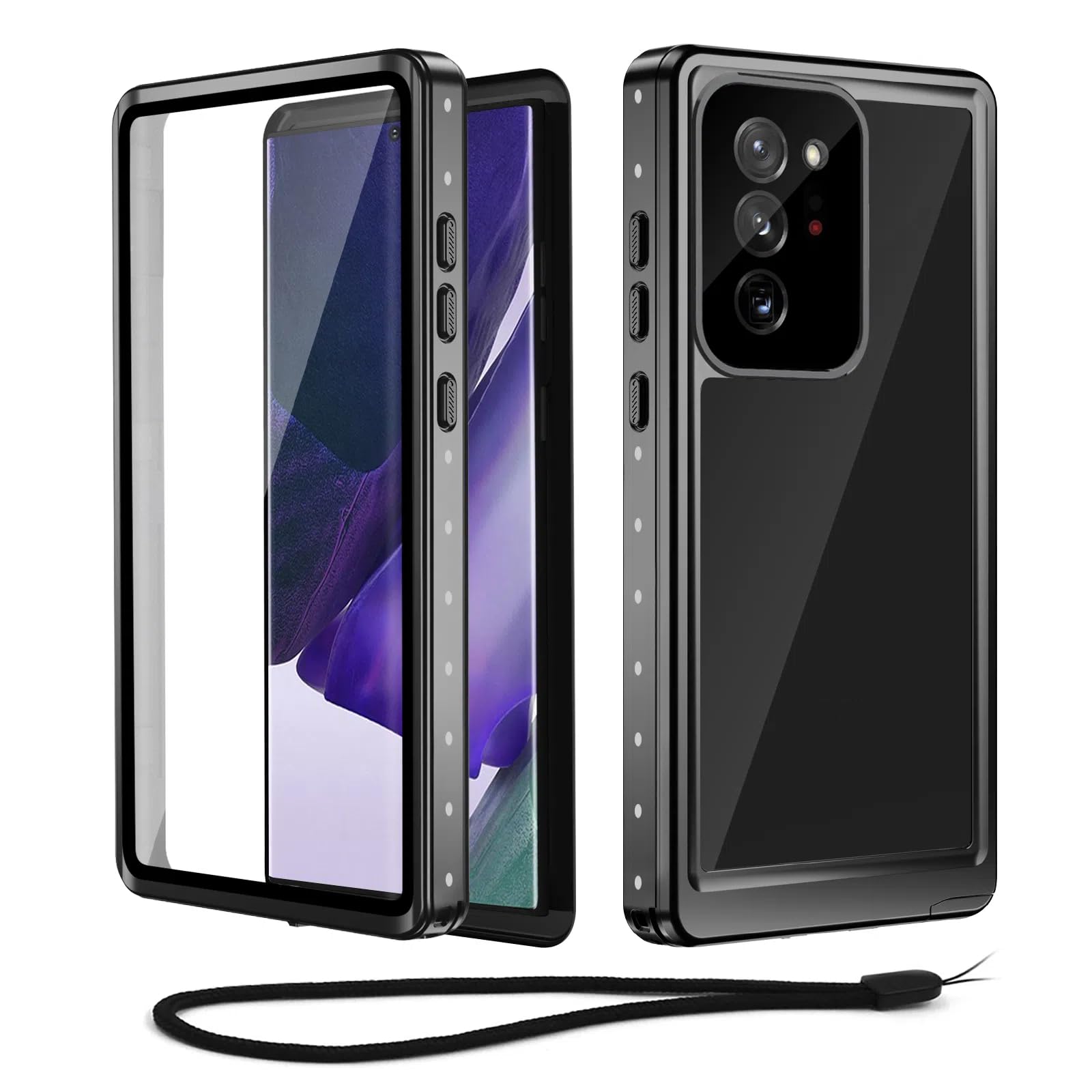 Beeasy for Sumsung Note 20 Ultra Case Waterproof IP68 Built-in Screen Protector, Front and Back Full Body Protective Shockproof Dustproof, Military Tough Cover for Samsung Note 20 Ultra Black — image 1