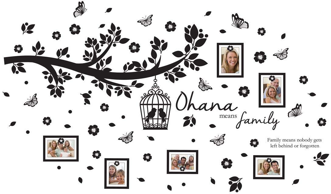 Wallflexi Swarovski Crystals and House Rules Quote Birdcage Wall Stickers with Photo Frame, Multi-Colour