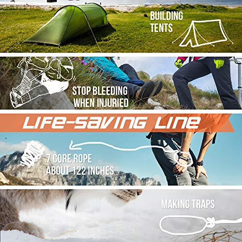 HNYYZL 10 Pack Paracord Bracelet Kit Outdoor Survival Bracelet Camping Hiking Gear with Compass, Fire Starter, Whistle and Emergency Knife