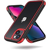 Mobnano Crystal Clear Case for iPhone 14 & iPhone 13, with Multicolor Protective Shockproof Bumpers [Not Yellowing] Slim Hard PC Back Cover for Men Women - Black/Red