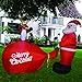 GOOSH 8 FT Length Christmas Inflatables Santa Claus Holding a Gift Present, Blow Up Yard Decoration with LED Lights Built-in for Holiday/Christmas/Party/Yard/Garden