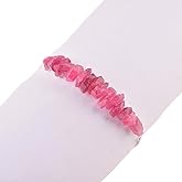Natural Raw Pink Tourmaline Bar Bracelet, Rough Beads Gemstone, Adjustable Slider Chain, Energy Healing Crystals, Birthday, Gift for Her, Gemstone Jewelry for Women 10-inch AAA+ (pink-tourmaline)