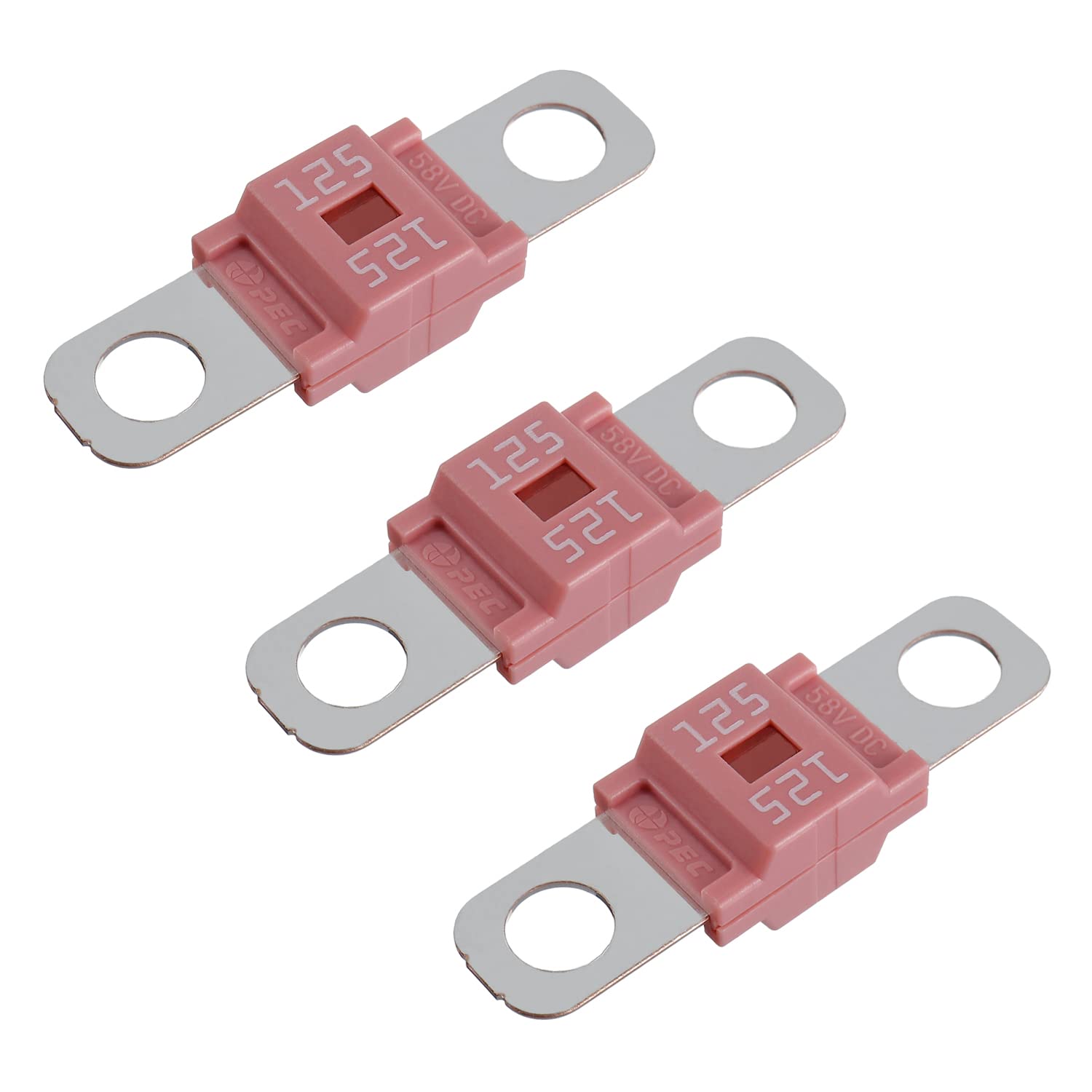 BOJACK AMI/Midi 125A High Current Fuse - Bolt-on Fuse 125 Amp for Cars, Trucks, Construction Vehicles, Buses, Caravans (Pack of 3) Pink — image 1